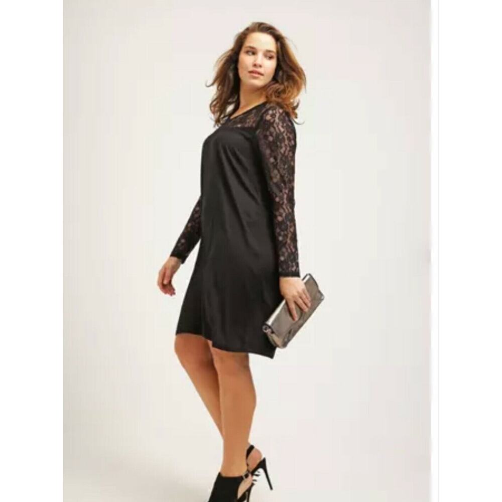 NWT Junarose Women's Jrvaldis Below Knee Dress Long Sleeve Black Size 16